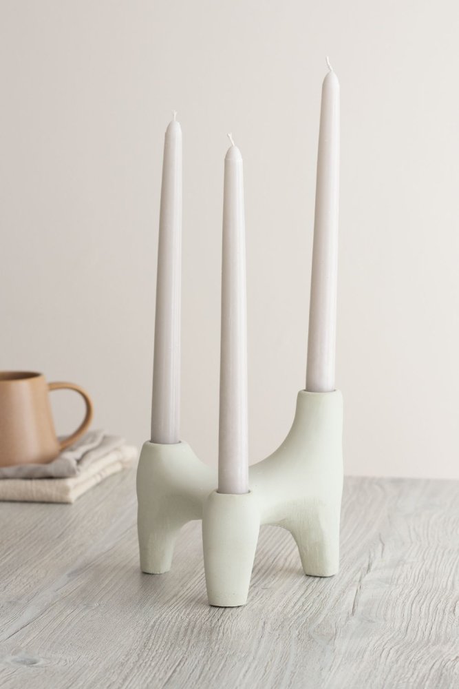 Candlestick Set (4 Pieces) Three Legged - Khaki