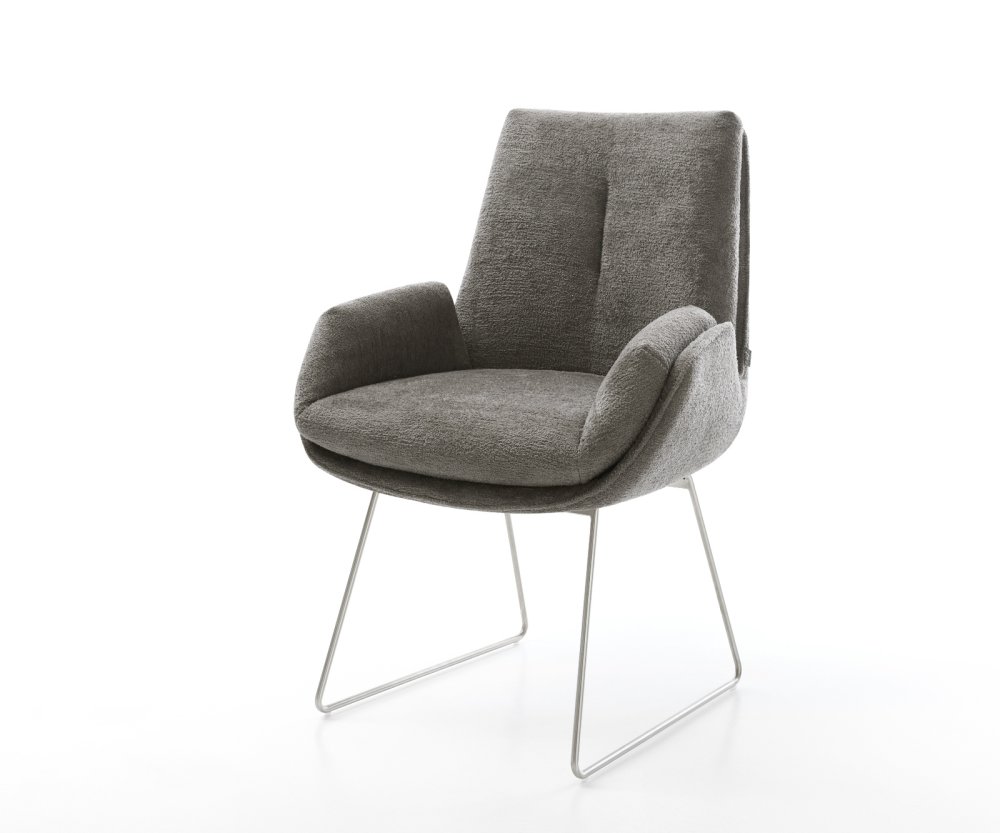 Jedálenská stolička Clea-Flex bouclé mäkký tmavobéžová tenká podstava