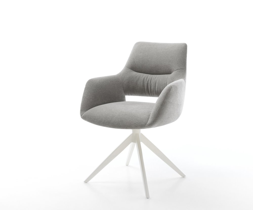 Jedálenská stolička Yago-Flex s opierkami texturovaná látka mäkká sivá