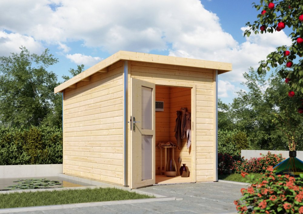 E-shop Venkovní finská sauna s předsíní 196 x 363 cm ,Venkovní finská sauna s předsíní 196 x 363 cm