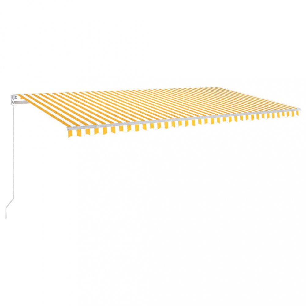 Ručne zaťahovacia markíza s LED svetlom 600x300 cm Dekorhome Biela / žltá