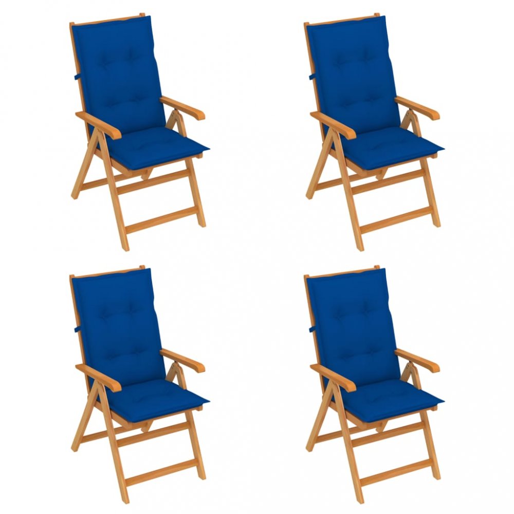 Skládací zahradní židle 4 ks s poduškami Dekorhome Tmavě modrá