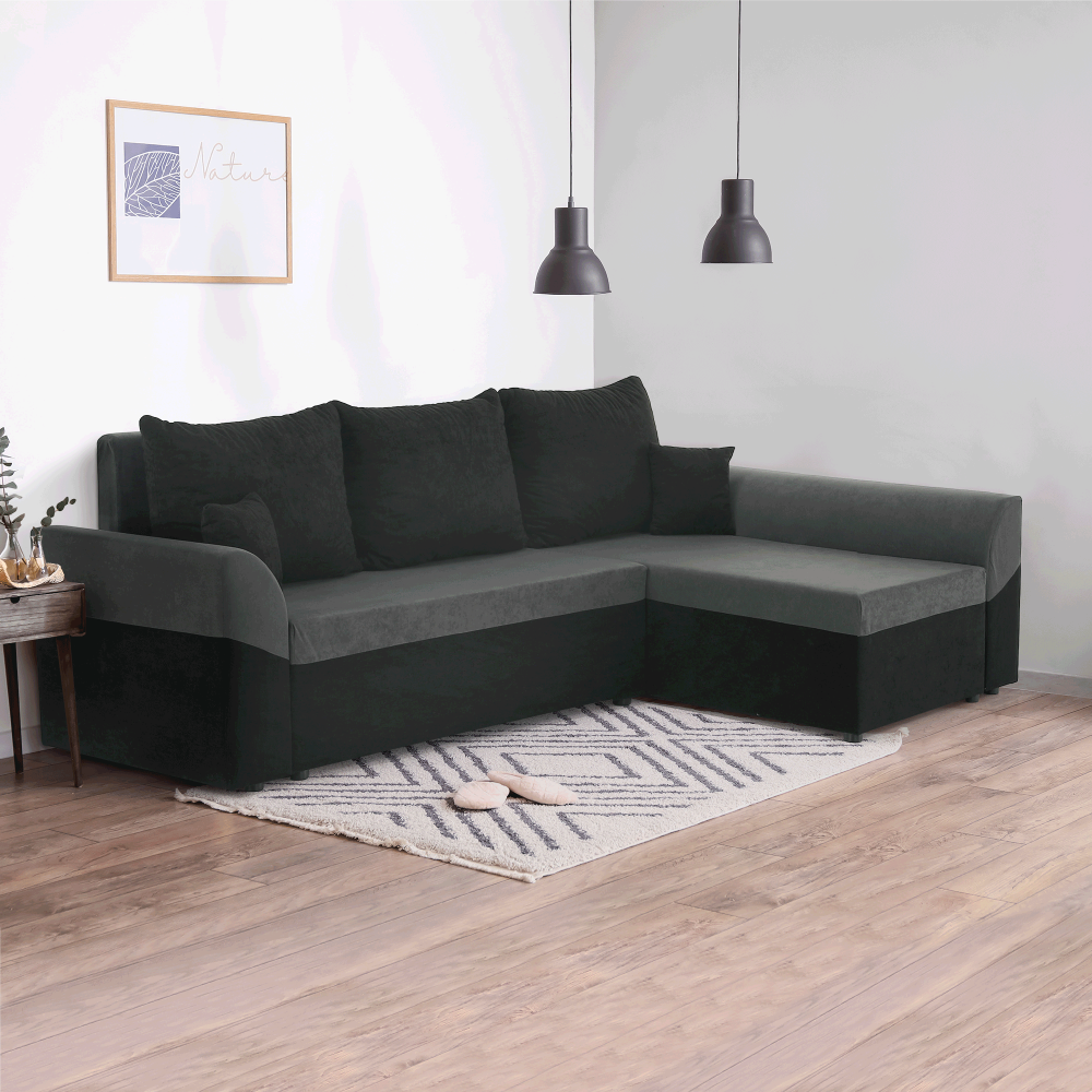 Sedací souprava rozkládací DESNY ALOVA Tempo Kondela Černá / šedá