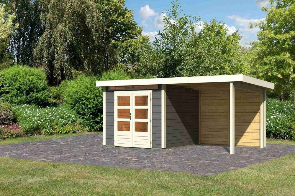 Drevený záhradný domček KANDERN 3 s prístavkom 235 Lanitplast