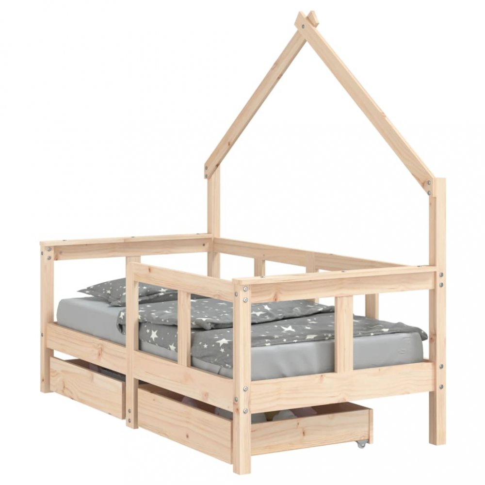 Levně Dětská domečková postel se šuplíky Dekorhome 70 x 140 cm