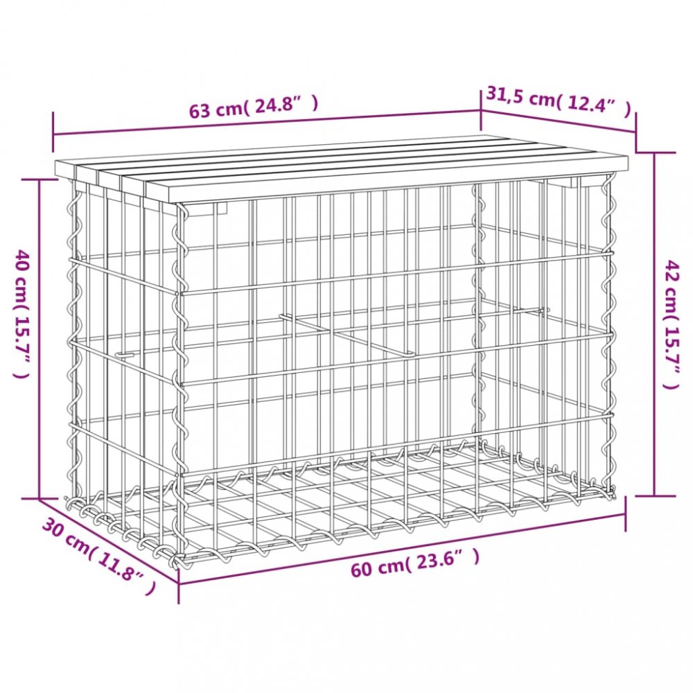 Zahradní lavice gabionový design 63x31,5x42cm masivní douglaska