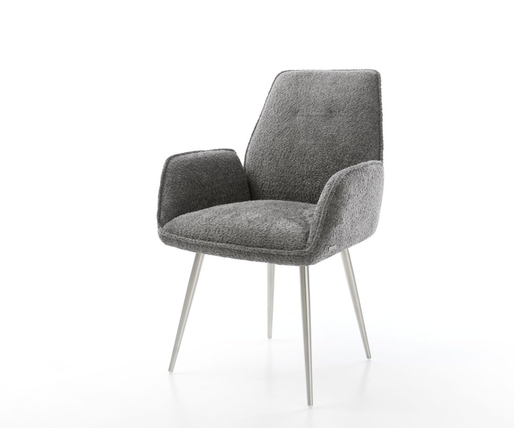 Jídelní židle Zoa-Flex bouclé šedá podnož zúžená nerezová ocel
