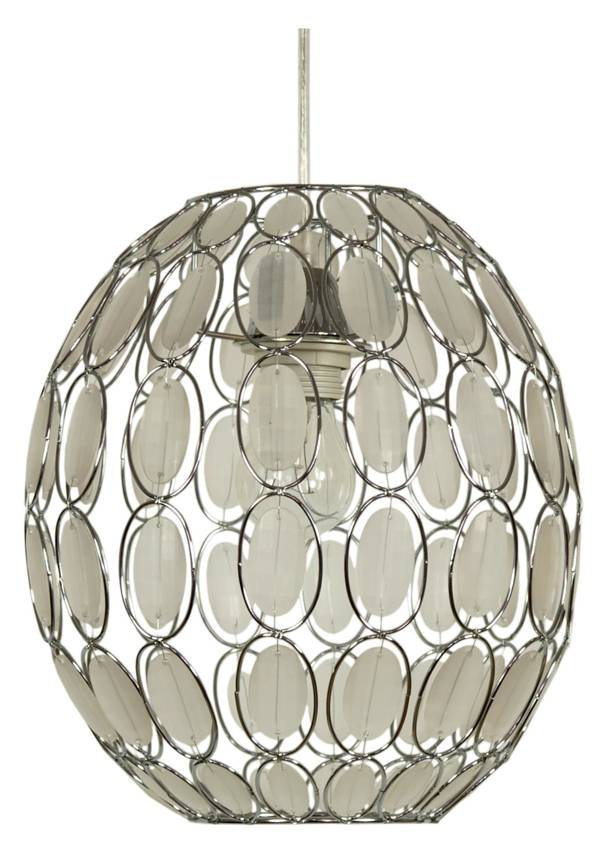 Bílá závěsná lampa Selma s krystaly