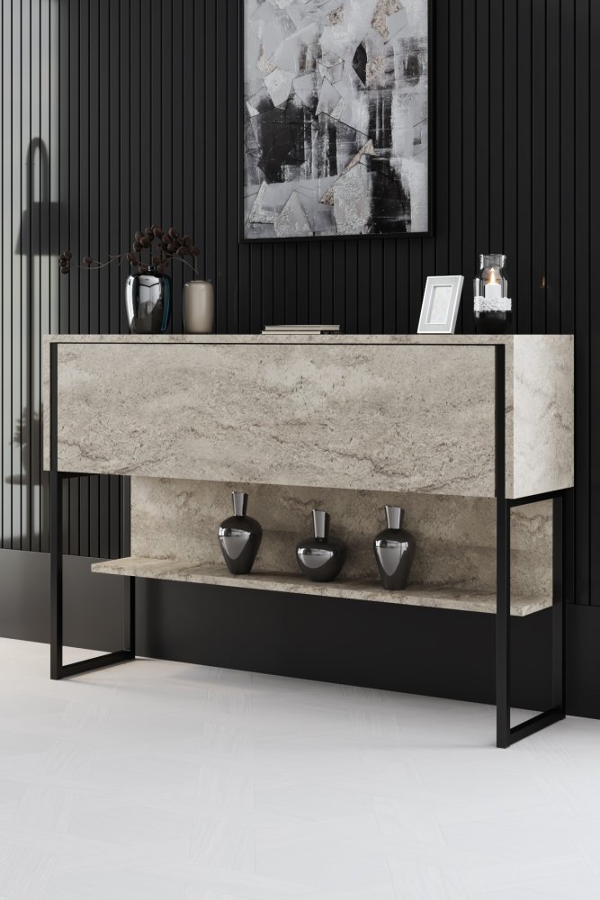 Komoda Luxe - Travertine, Black