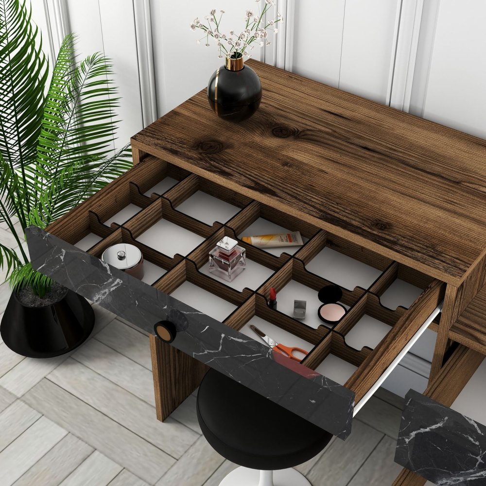 Toaletní stolek Lizbon 548 - Walnut, Black (obrázek 4)