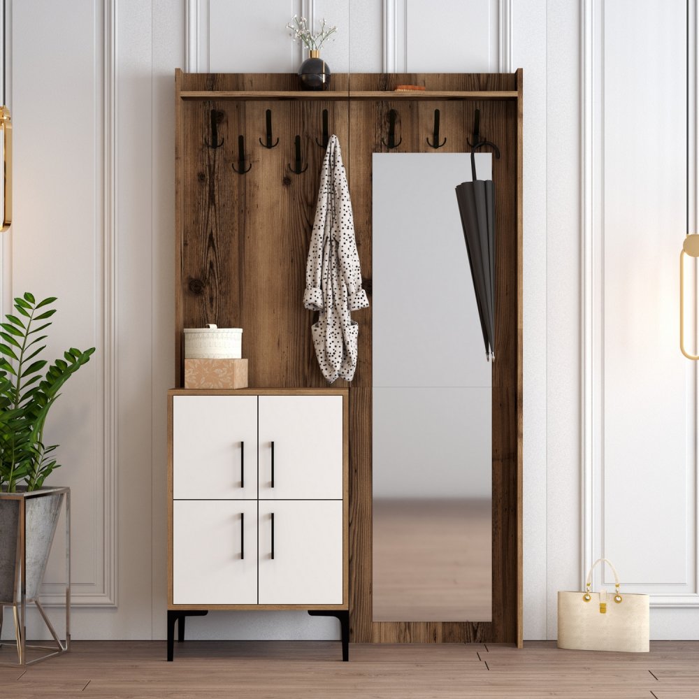 Předsíňová stěna Berlin BC - Walnut, White (obrázek 6)