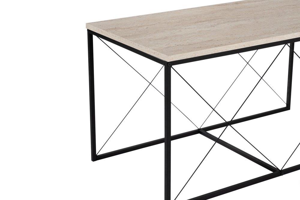 Súprava konferenčných stolíkov Defne - Black, Travertine