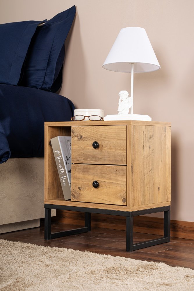 Noční stolek Glimmer - Atlantic Pine, Black (obrázek 8)