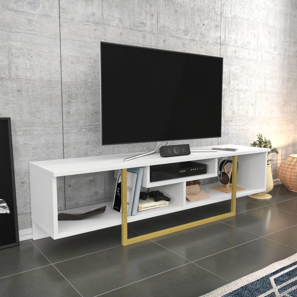 TV stolek Asal 150 - White, Gold (obrázek 7)