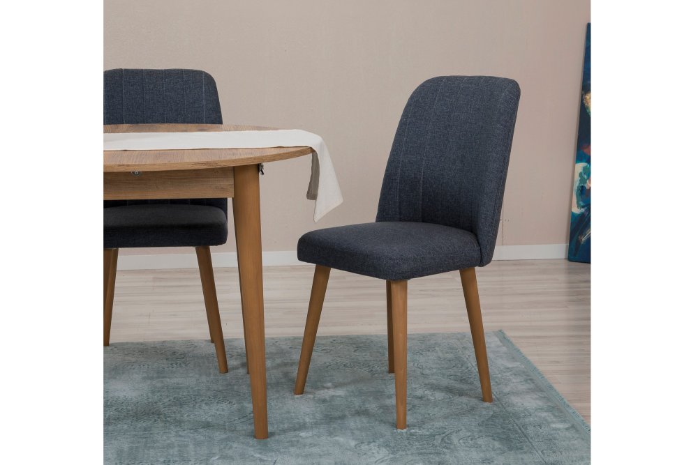 Jídelní set s rozkládacím stolem a židlemi (5 kusů) Vina 1048 - Atlantic Pine, Navy Blue (obrázek 12)