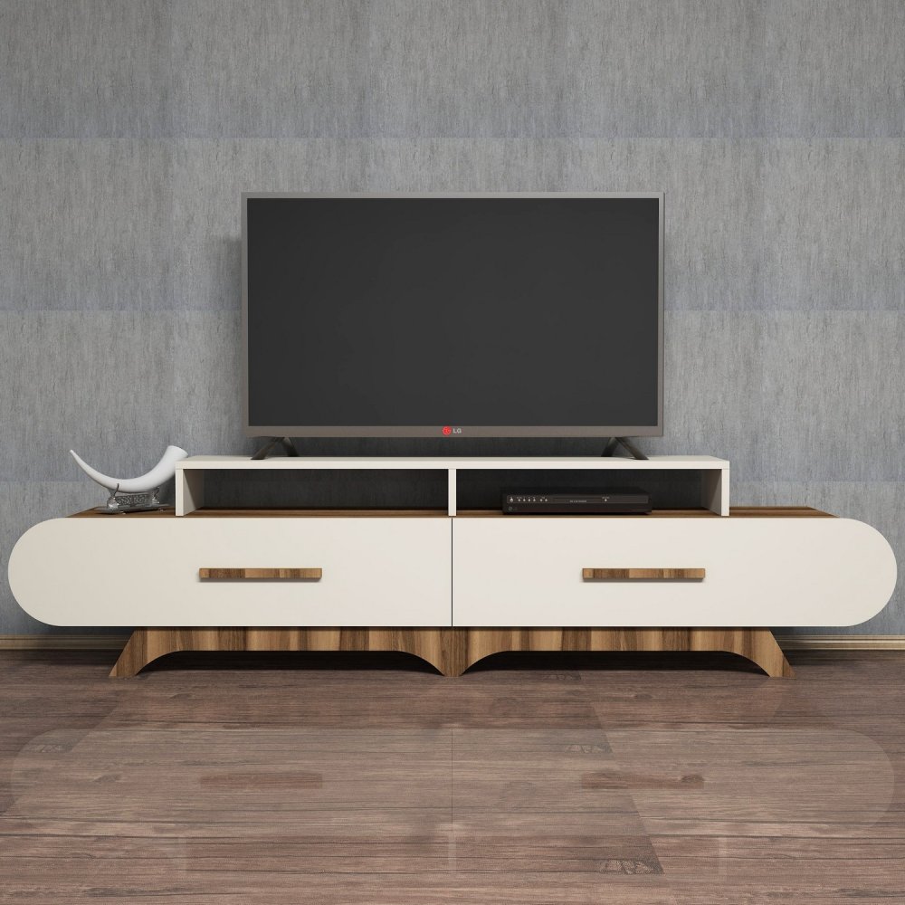 TV stolek Flora - Walnut, Cream (obrázek 4)