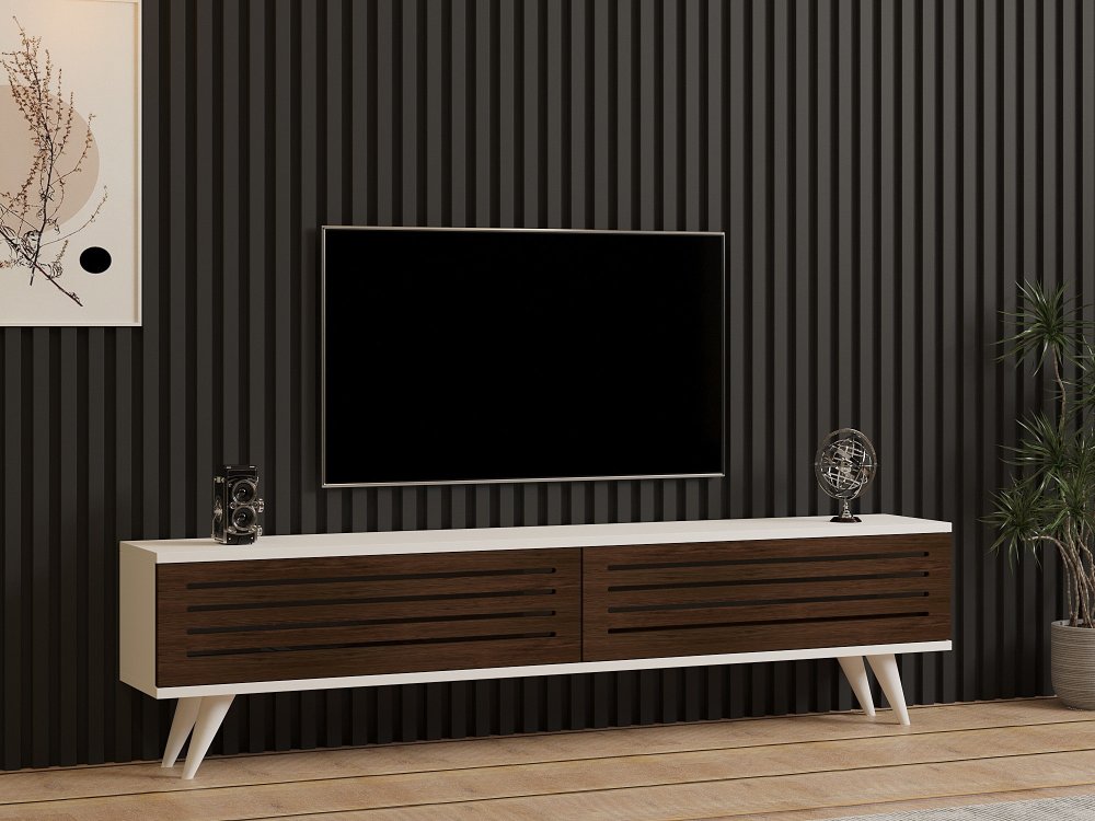 TV stolík Hill - Walnut, White