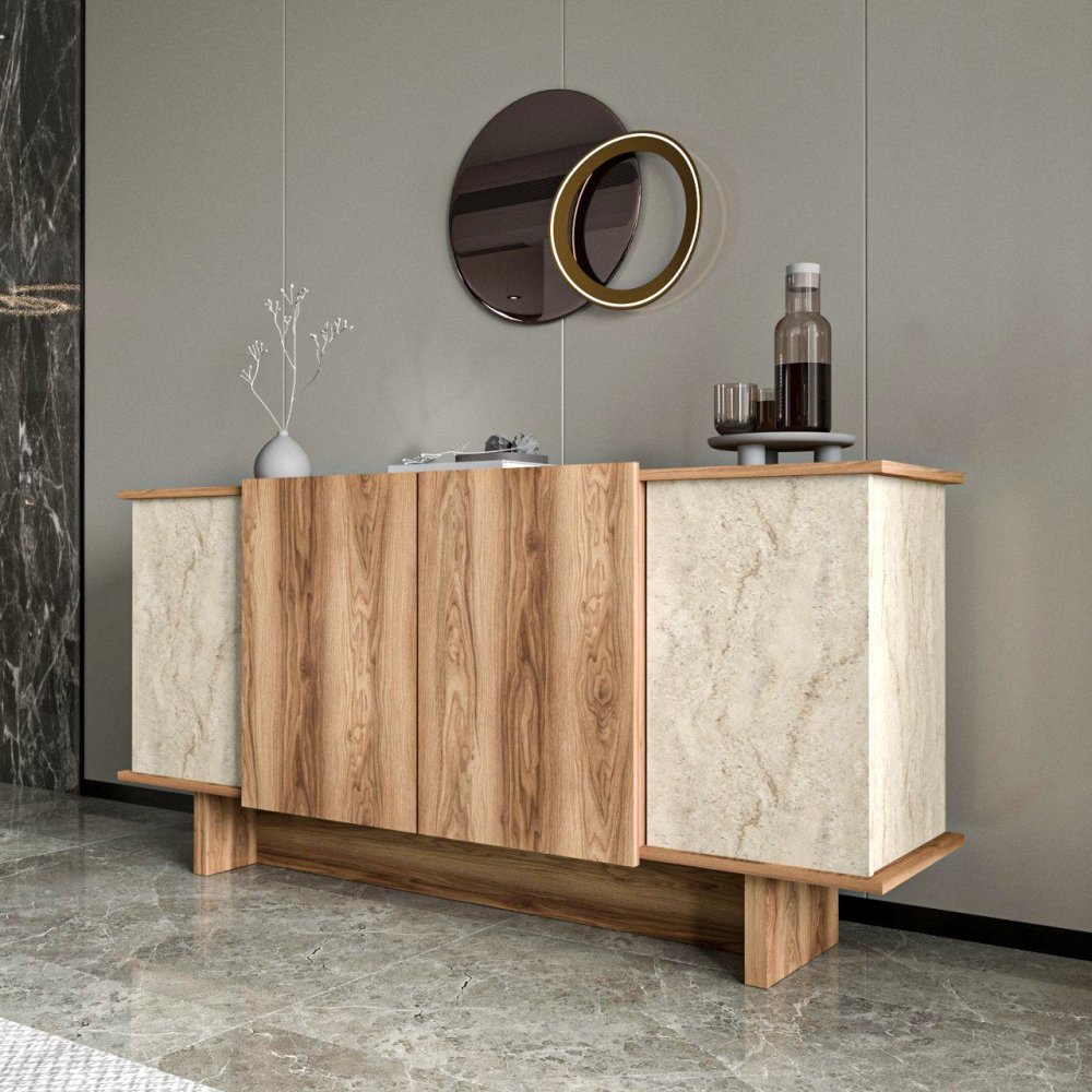 Konzolový stolek Diana - Travertine, Walnut (obrázek 5)