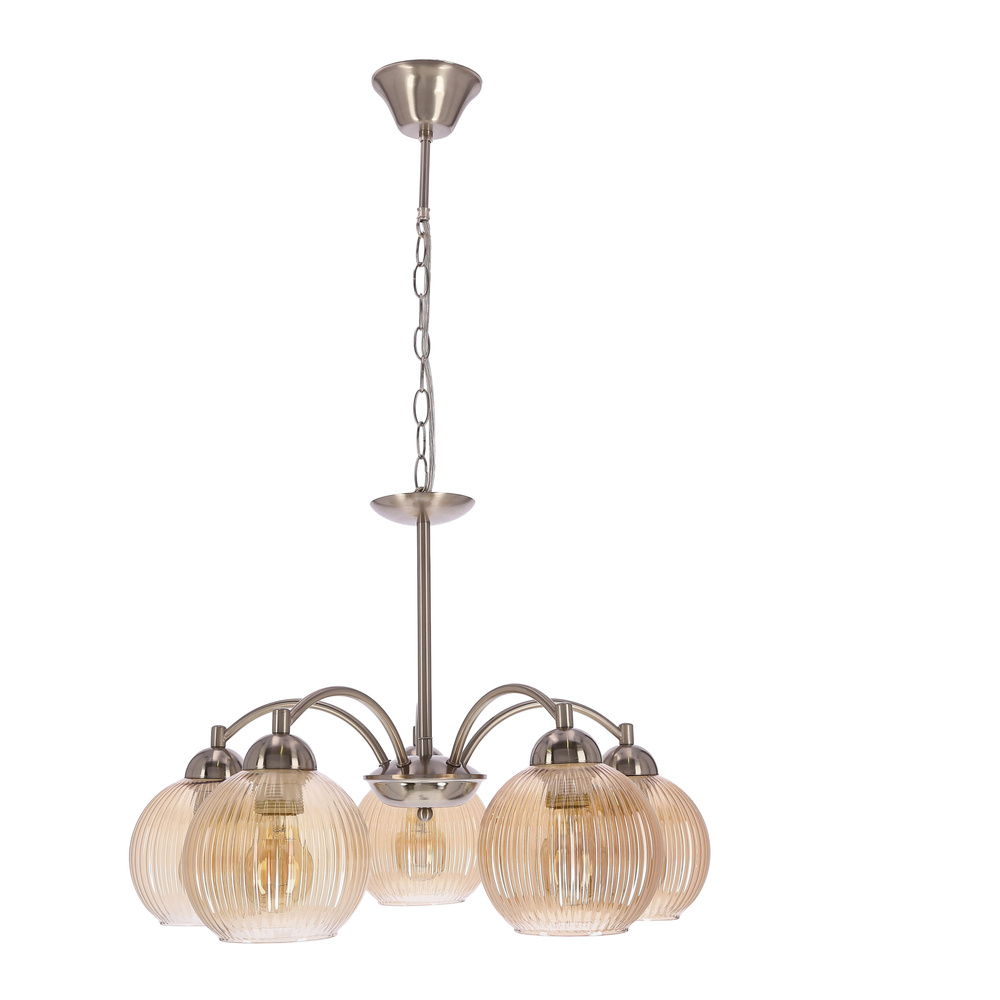 Levně Lampa wisząca MEDINA srebrna 5x60W E27klasyczna elegancja do salonu jadalni