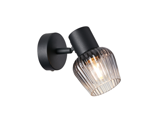 MITURA lampa kinkiet czarny 1x40W E27 klosz dymiony