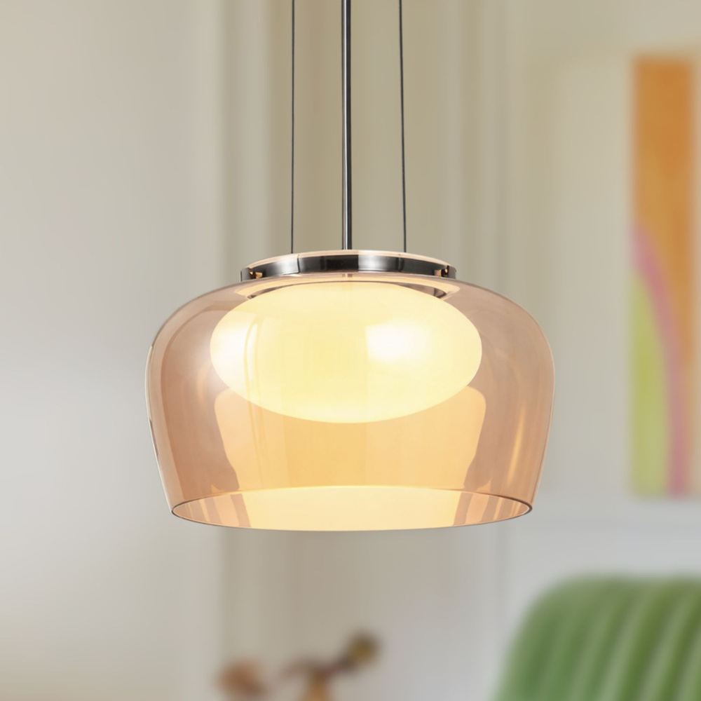 Levně Lampa wisząca Insieme 35 szklana z kloszem bursztynowym nad stół