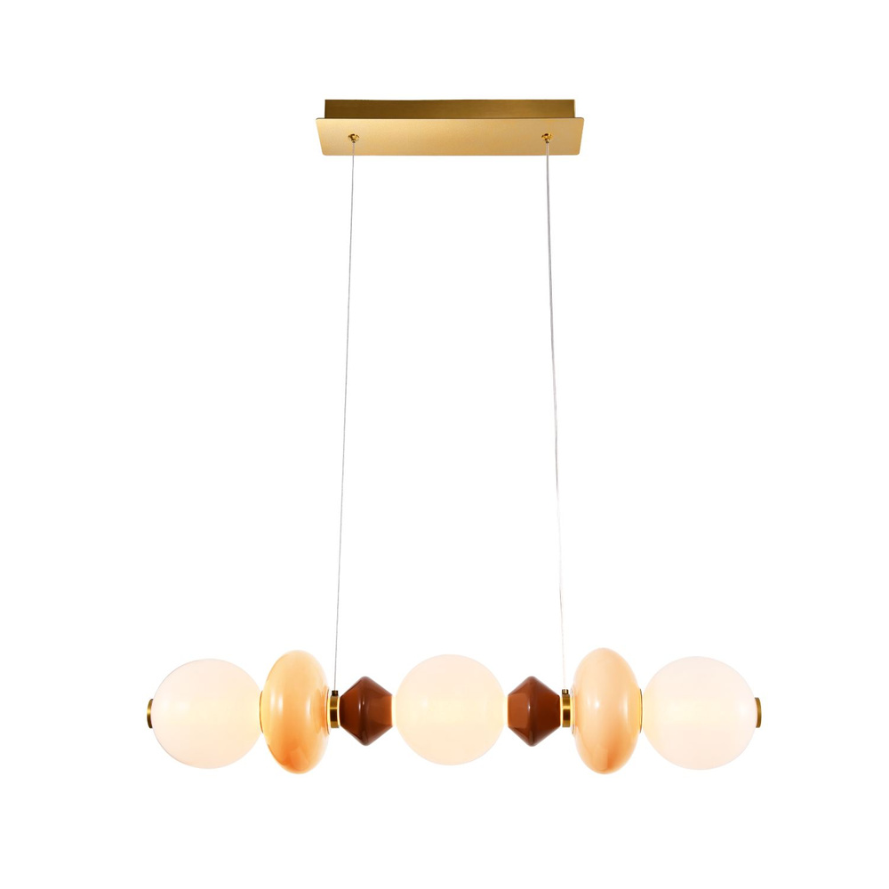 FLORES lampa wisząca mosiężny+brązowy+pomarańczowy poz.20W LED 3000K klosz biały