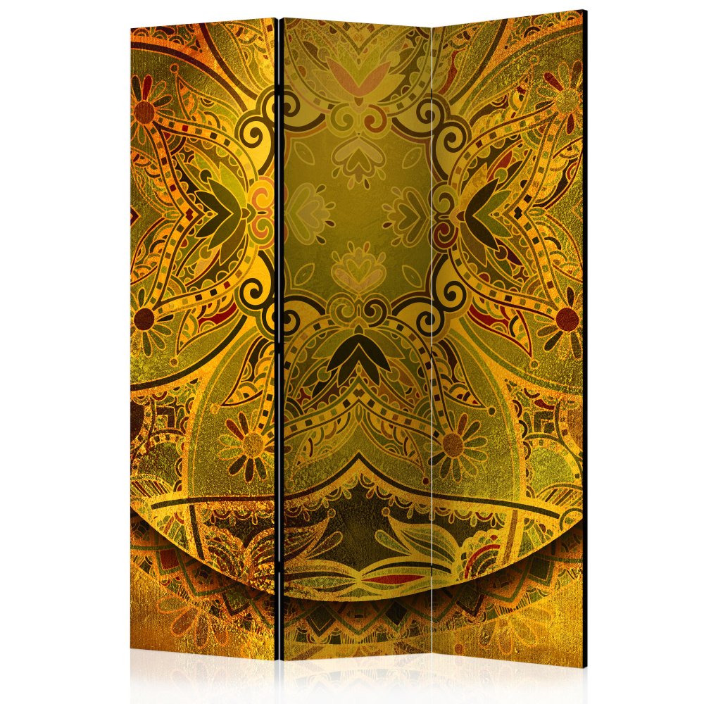 Paraván Mandala: Golden Power Dekorhome 135x172 cm (3-dílný),Paraván Mandala: Golden Power Dekorhome