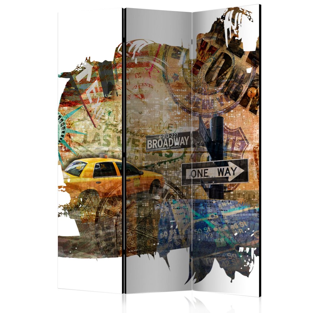 Paraván New York Collage Dekorhome 135x172 cm (3-dielny)