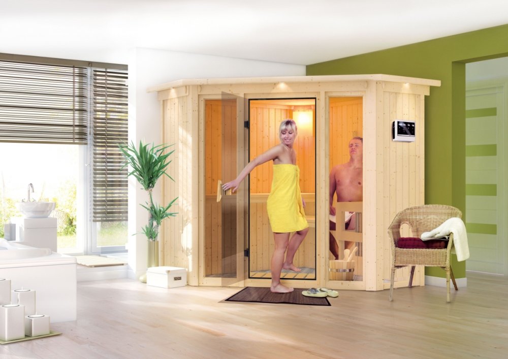 Levně Interiérová finská sauna 210 x 210 cm Dekorhome