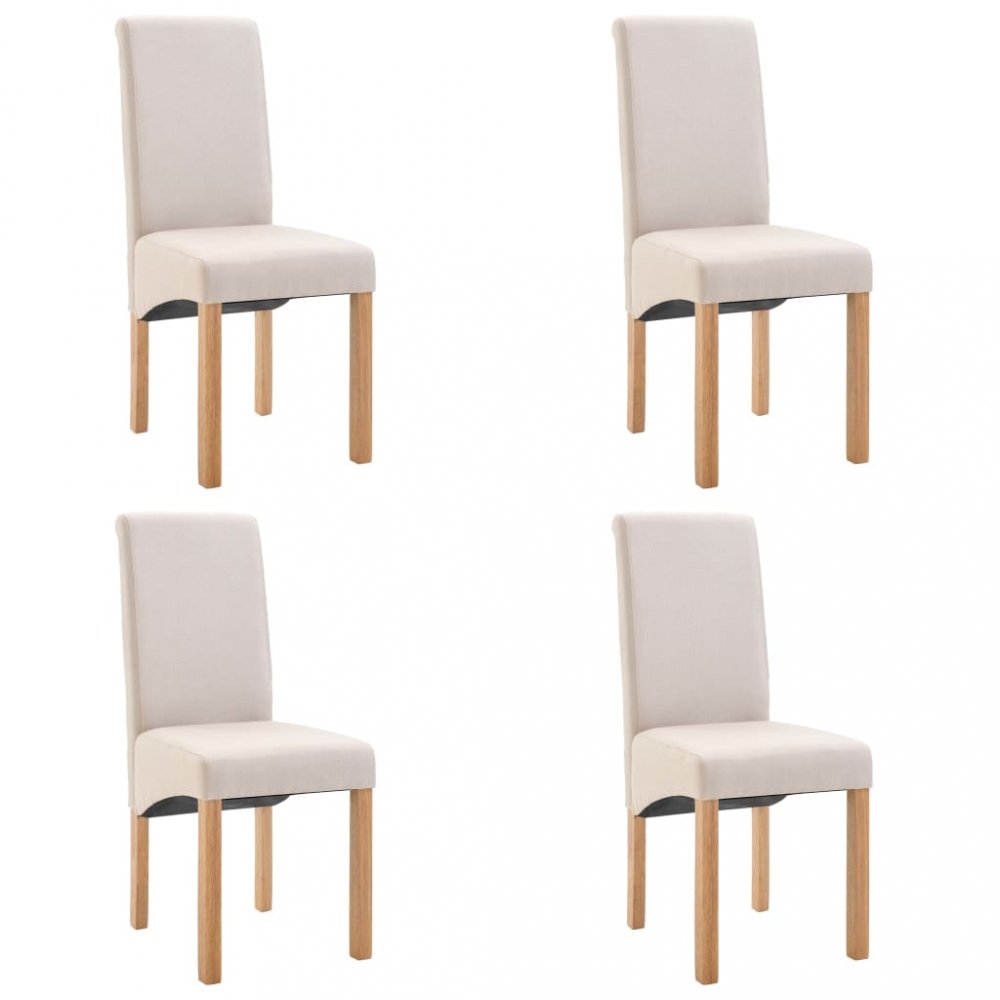 Jídelní židle 4 ks látka / dřevo Dekorhome Krémová