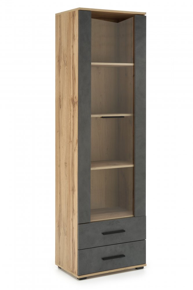 Vitrína LIMA W-1 Halmar Dub wotan / šedá