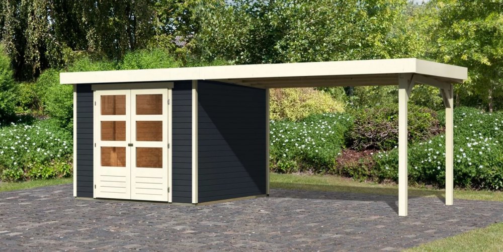 Drevený záhradný domček ASKOLA 3,5 s prístavkom 280 Lanitplast