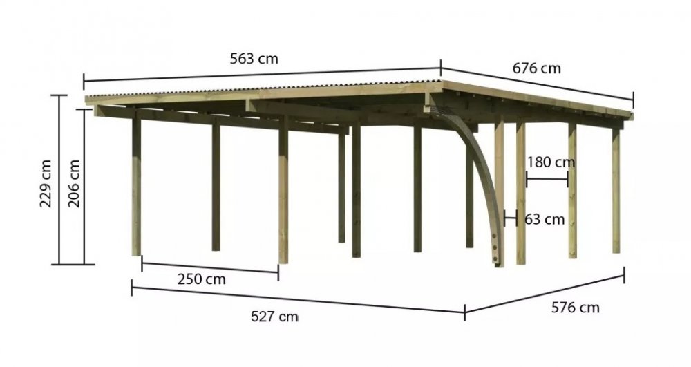 Drevený dvojitý prístrešok / carport ECO 2B Lanitplast