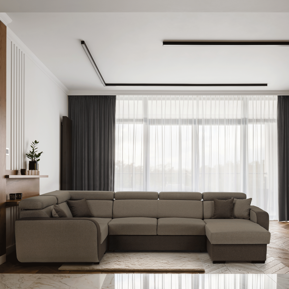 Sedací souprava rozkládací IMPERIO U / krémová Tempo Kondela