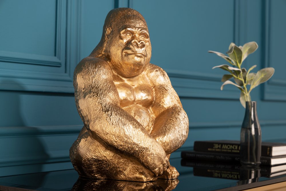 E-shop Dekorační socha gorila ZHAM  Zlatá,Dekorační socha gorila ZHAM  Zlatá