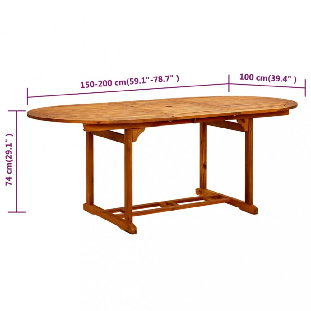 Zahradní stůl 200 x 100 x 75 cm masivní akáciové dřevo