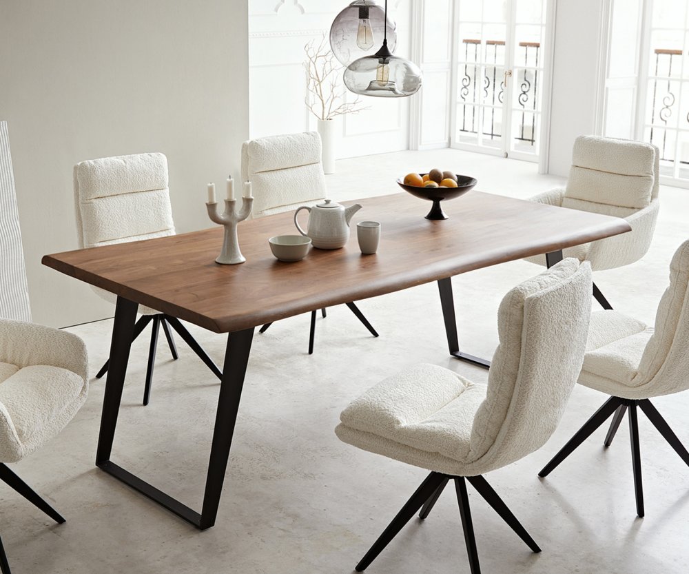 Jídelní stůl Edge 200x100 Akácie tmavá Metal Sloping nepravidelná