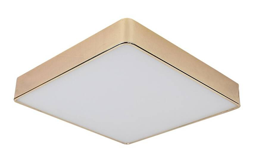 Stropné svietidlo Quattro, štvorcové, mosadzné, 35x35, 18W LED, biele tienidlo 4000K