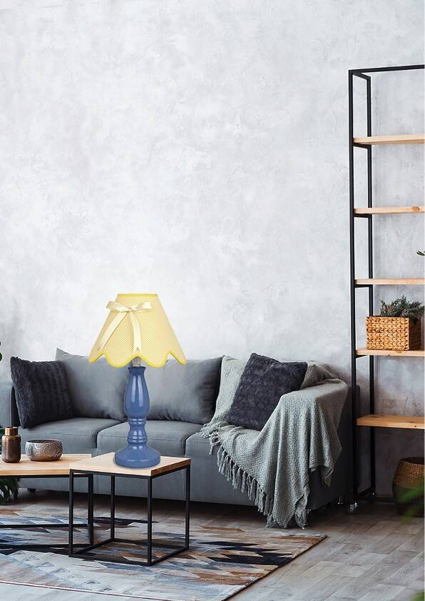 Stolová lampa Lola v modrej a žltej farbe