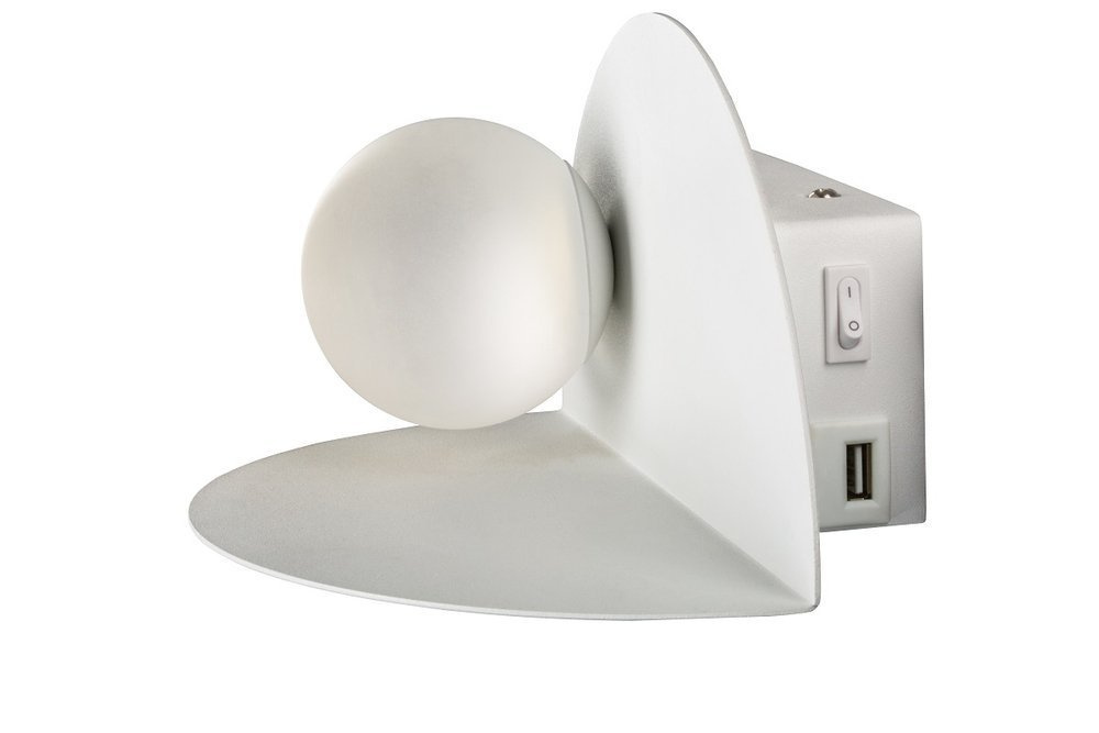 Nástenná lampa biela LED 4W 4000K USB nabíjačka s poličkou Zenit