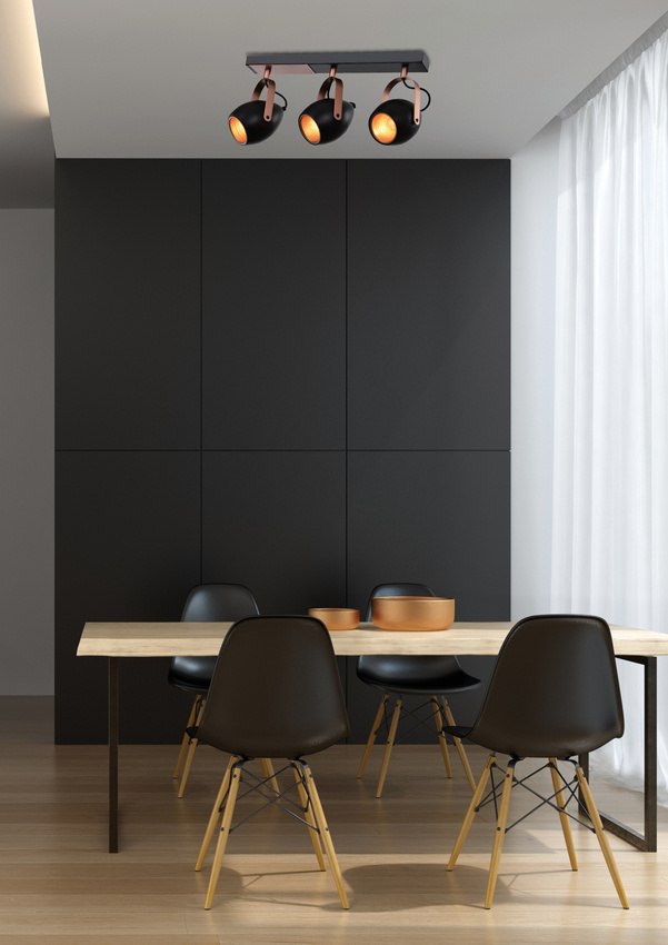 Čierno-medená nastaviteľná bodová lampa E14 3x40W Anica