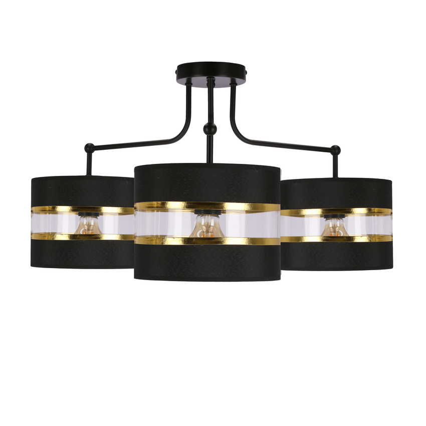 Závesná lampa Andy čierna e27 Tienidlo čierne+zlaté