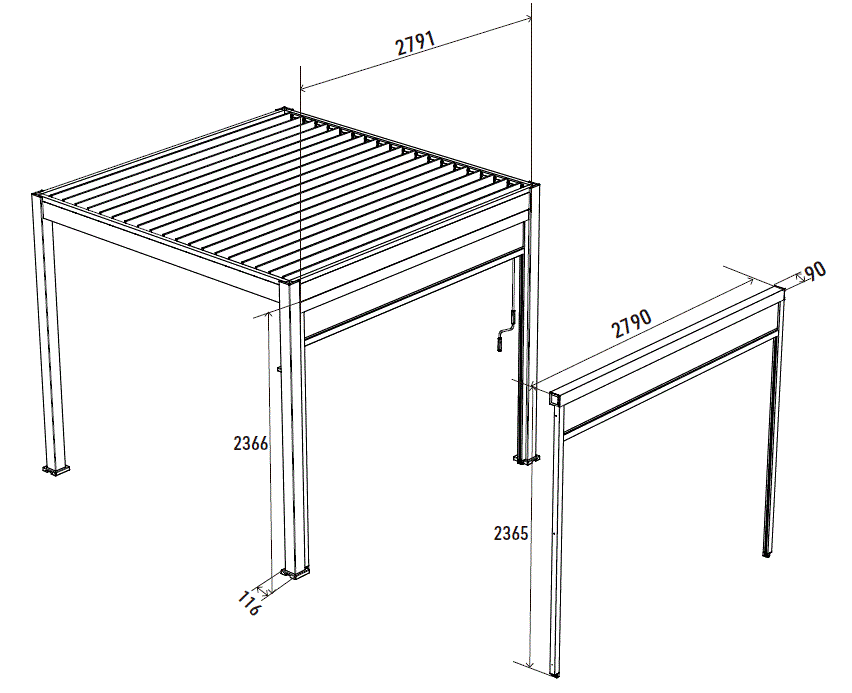 Zástěna 3 m pro bioklimatickou pergolu Rojaplast Obrázek