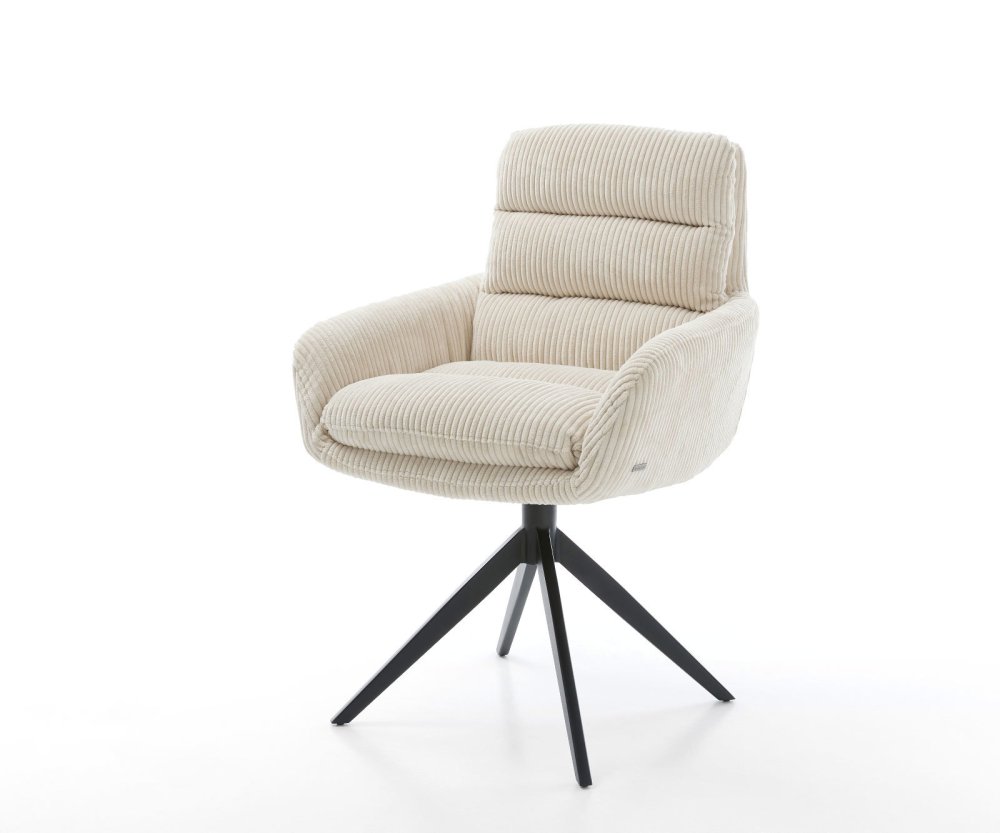 Otočná stolička Abelia-Flex s podrúčkami Cord Beige Cross Frame Wide