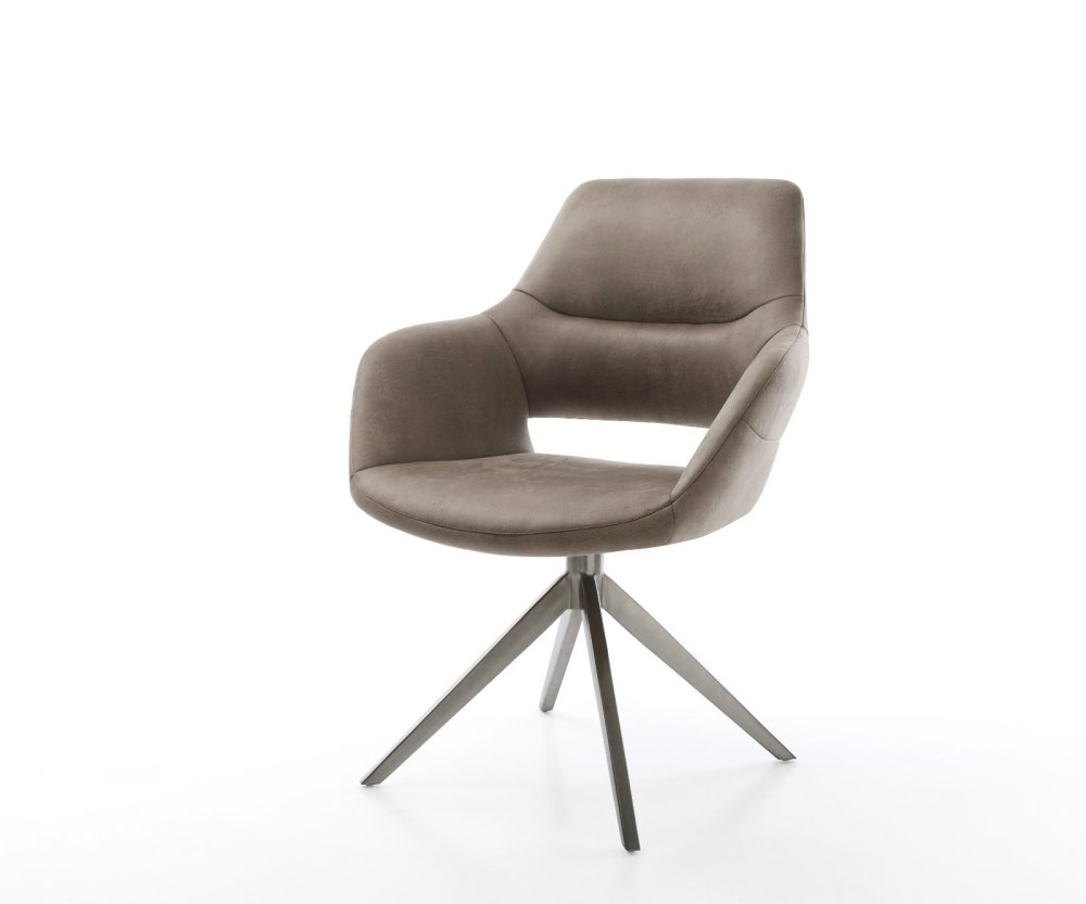 Otočné kreslo Yago-Flex s podrúčkami mikrovlákno taupe vintage krížový