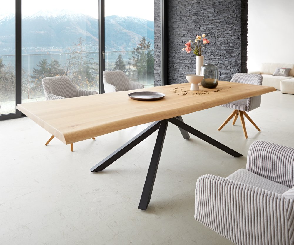 Jedálenský stôl Edge 260x100 dub prírodný krížová podstava obdĺžnik