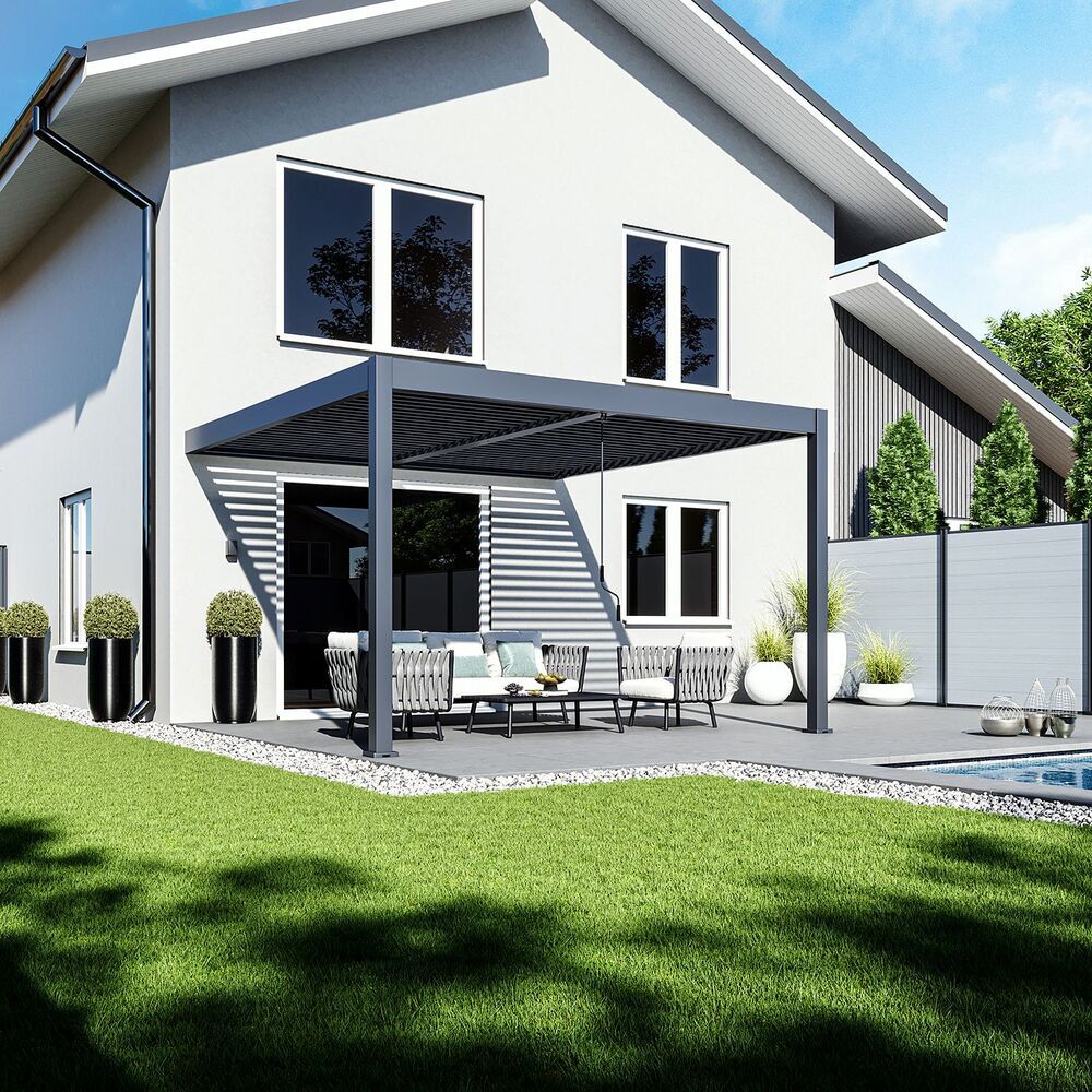 Bioklimatická pergola INTRO DUO 4x4 m k stene Rojaplast