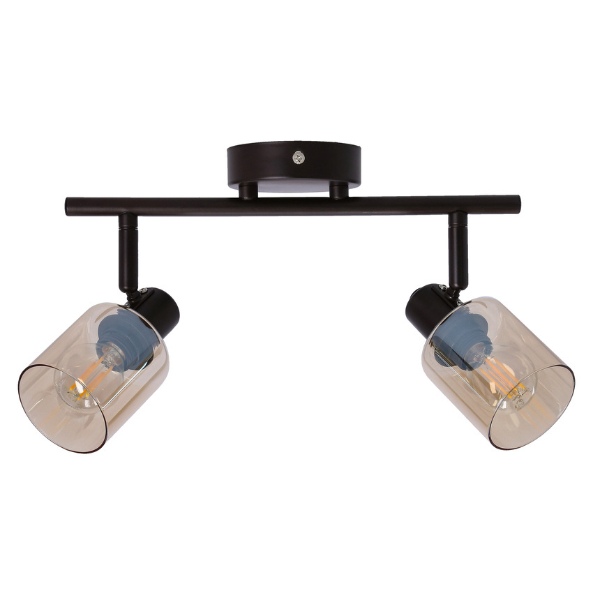 HNEDÁ STROPNÁ LAMPA AGRA 2X40W E14 JANTÁROVÉ TIENIDLO