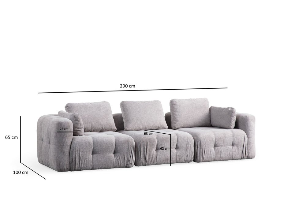 Trojmístná pohovka Amaris 3 Seater - Light Grey (obrázek 3)