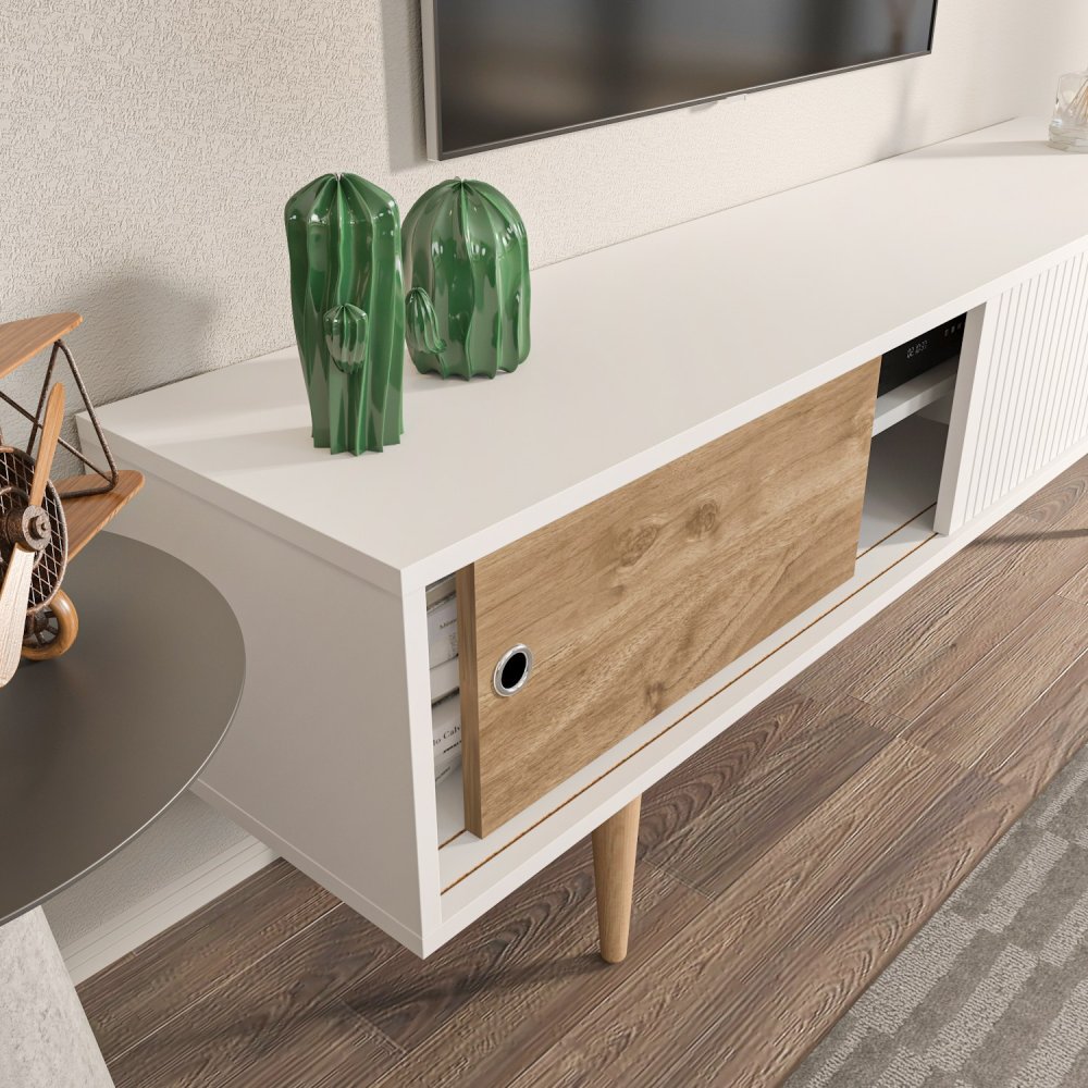 TV stolek Ecrin - White, Walnut (obrázek 4)